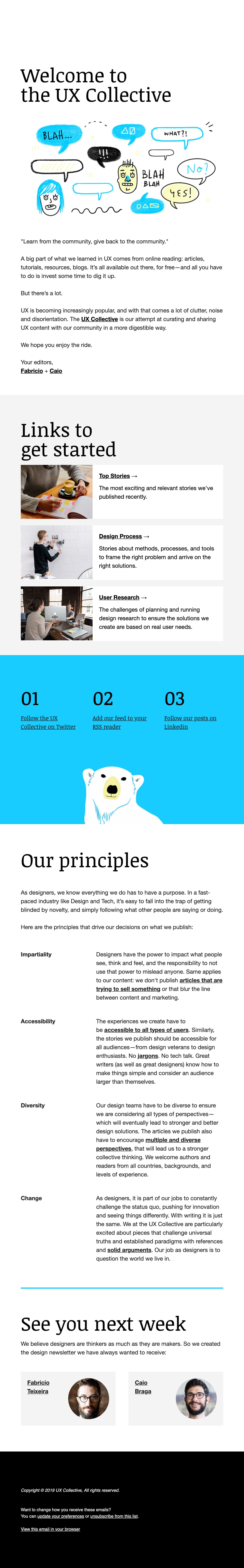 UX Collective character illustrations email