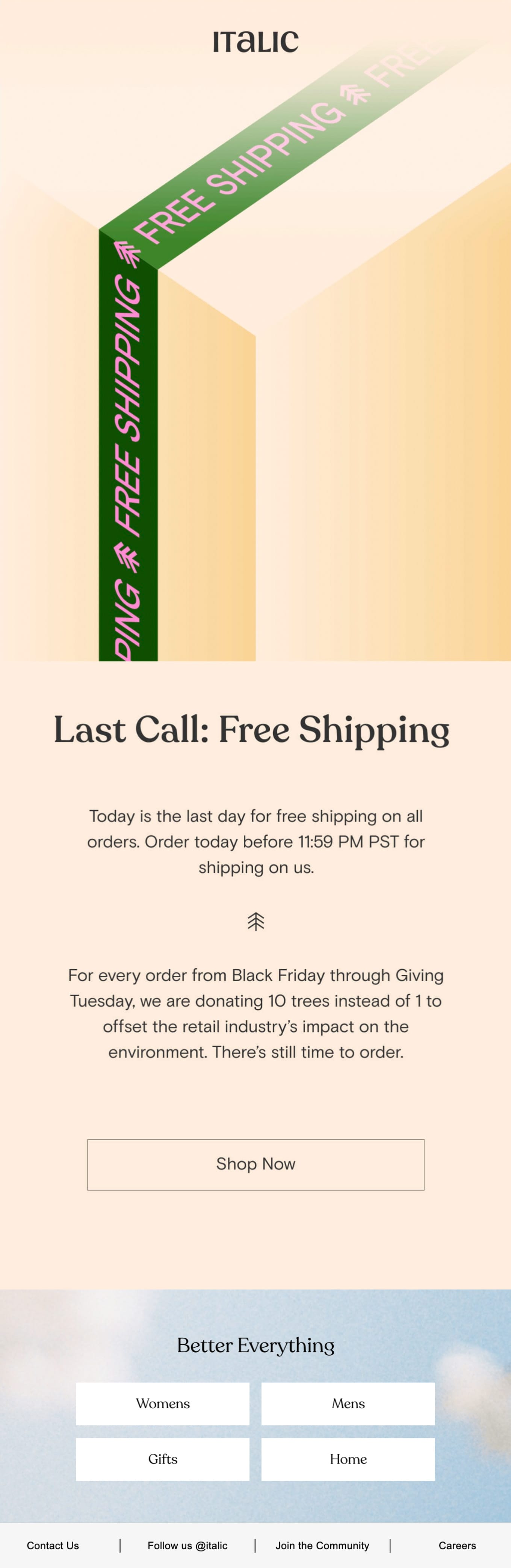 Italic cyber monday email