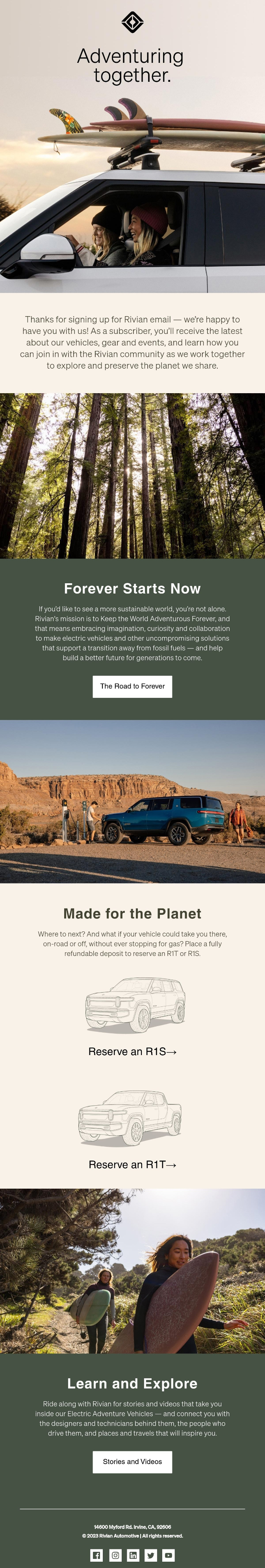 Rivian dark mode optimized email