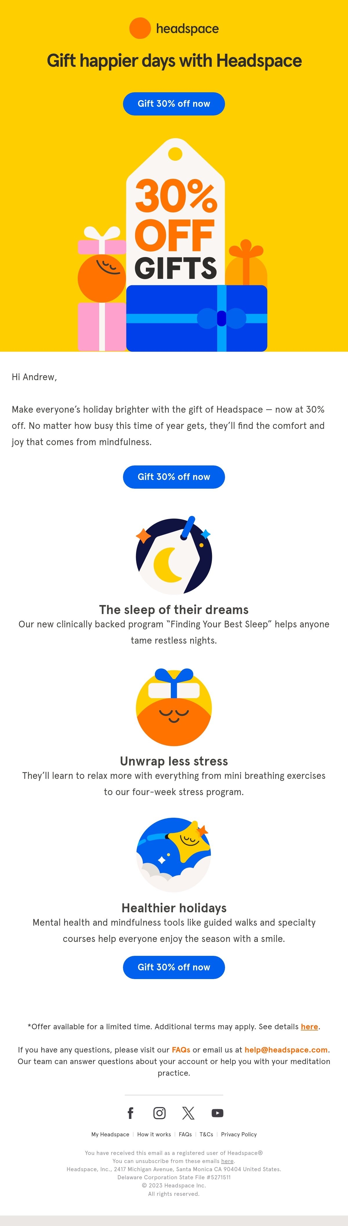 Headspace christmas email
