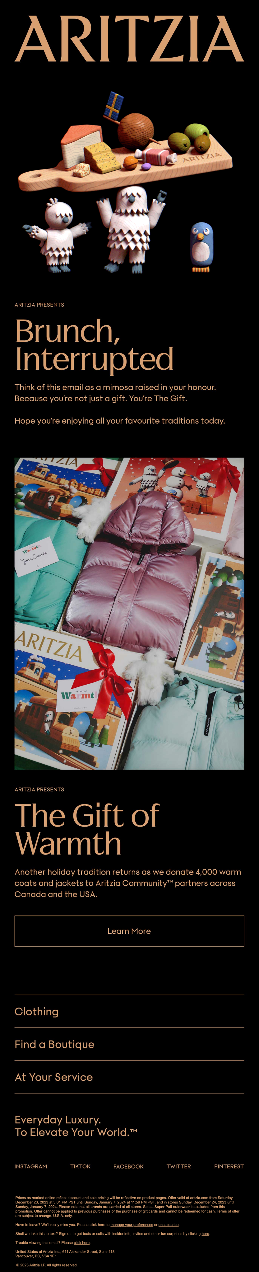 Aritzia christmas email