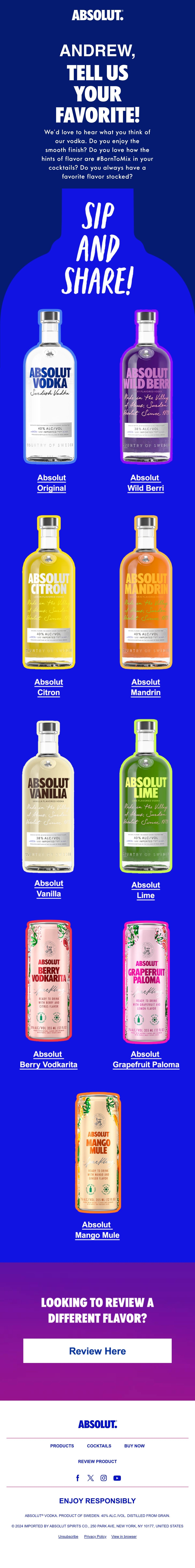 Absolut survey email