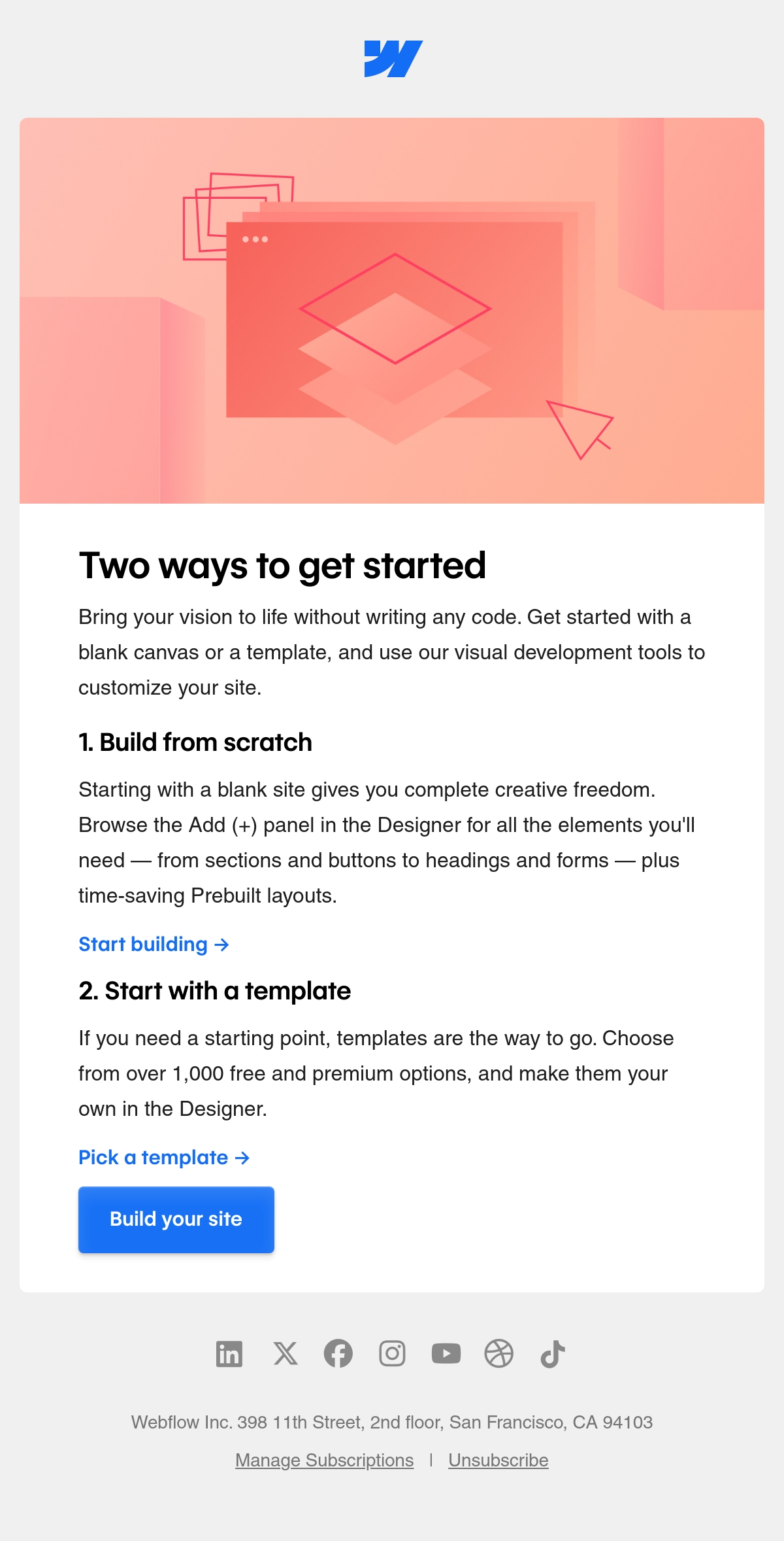 Webflow onboarding email