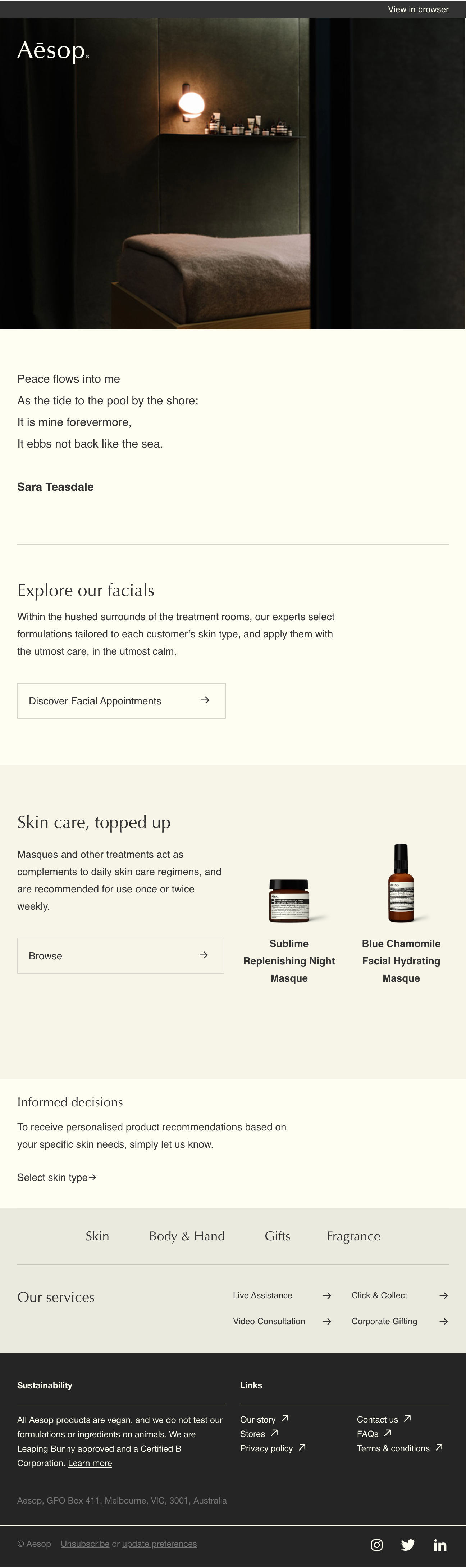 Aesop ecommerce email