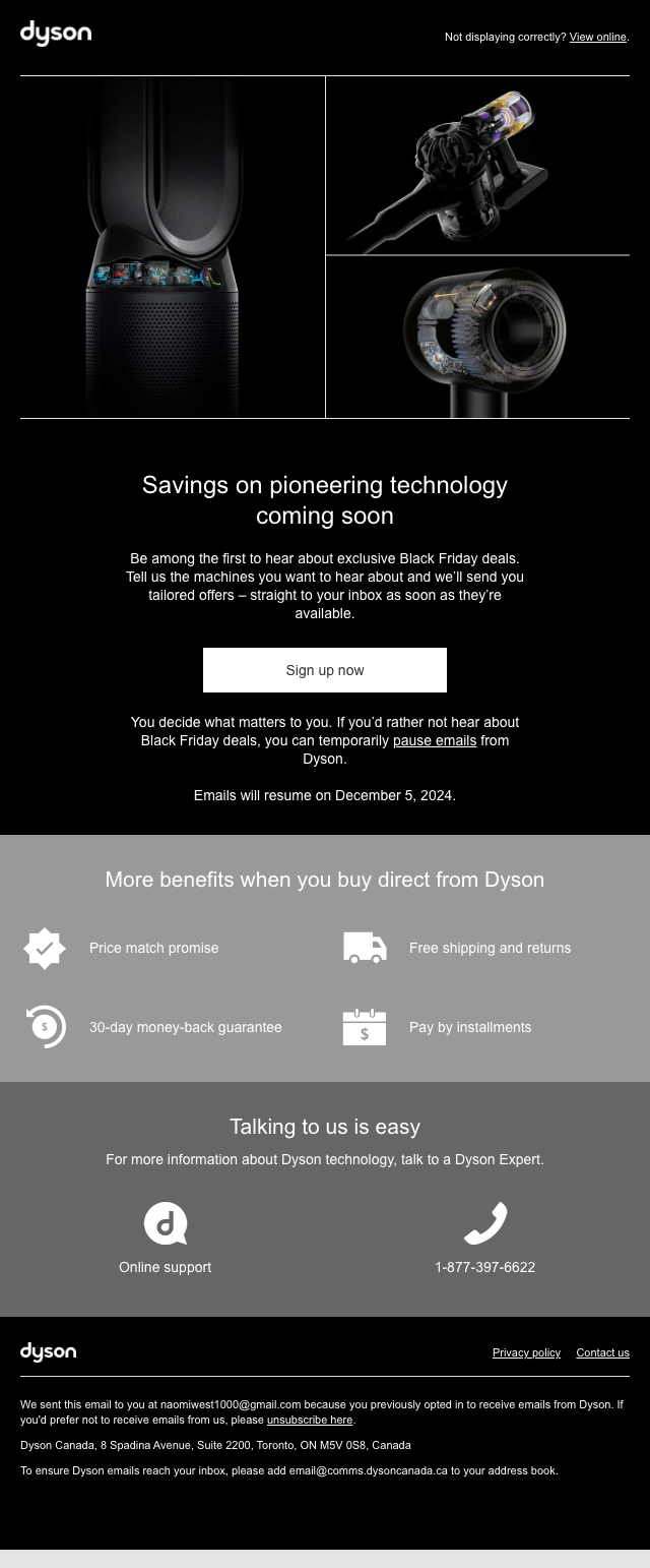 Dyson black friday email