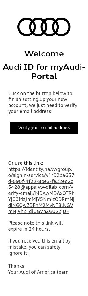 Audi ID verification email