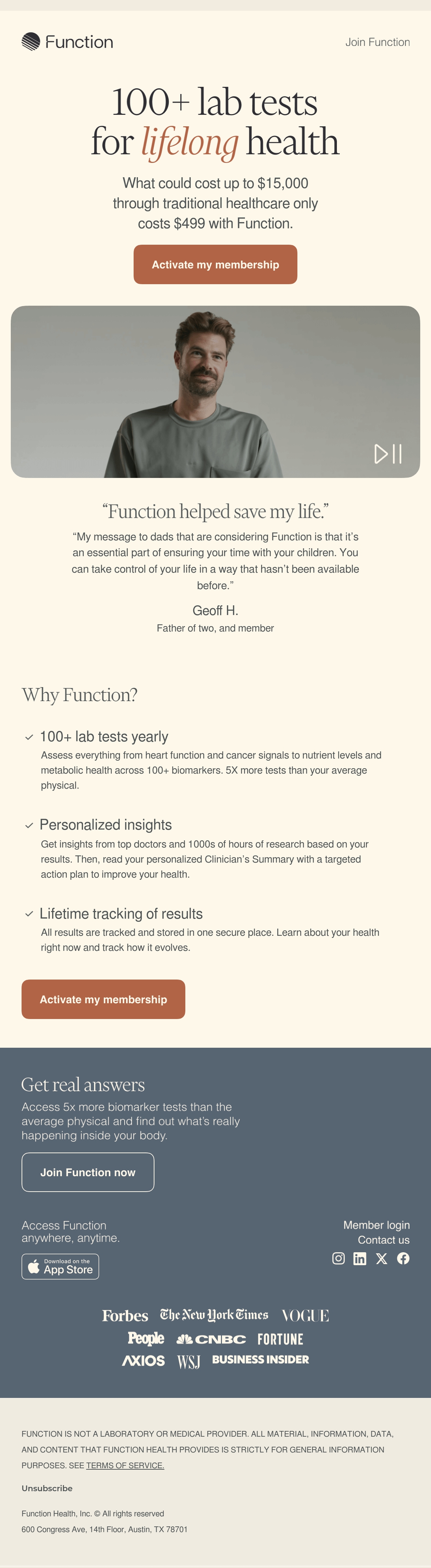 Function Health onboarding email