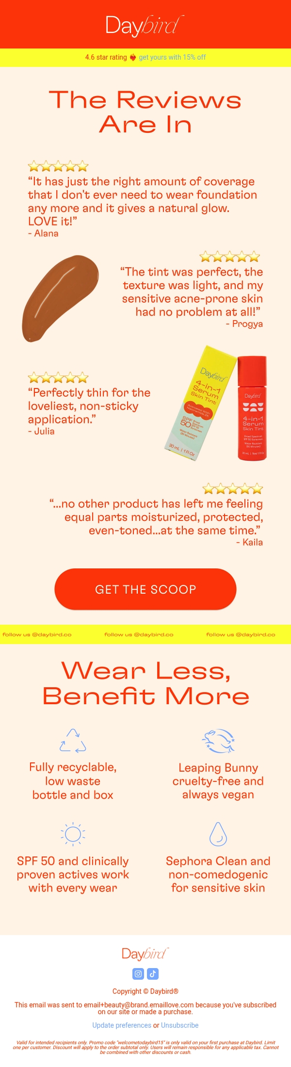 Daybird social proof email