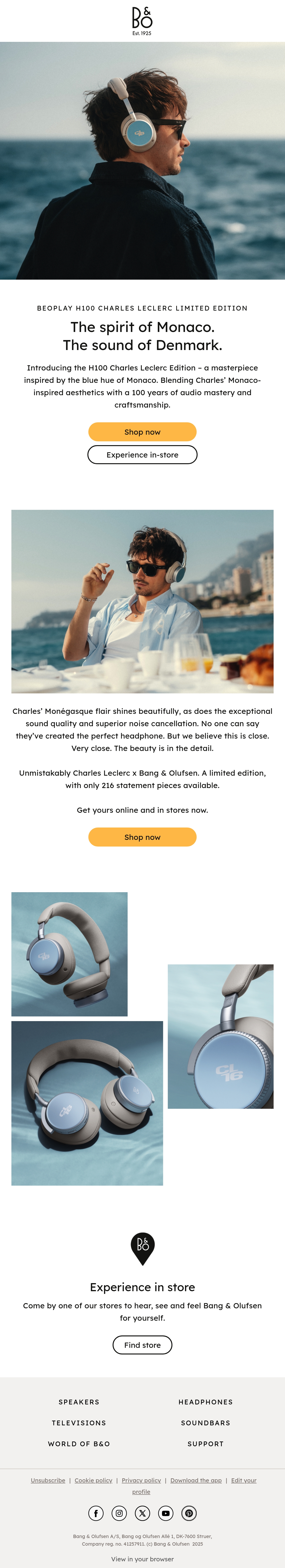 Bang & Olufsen collab email