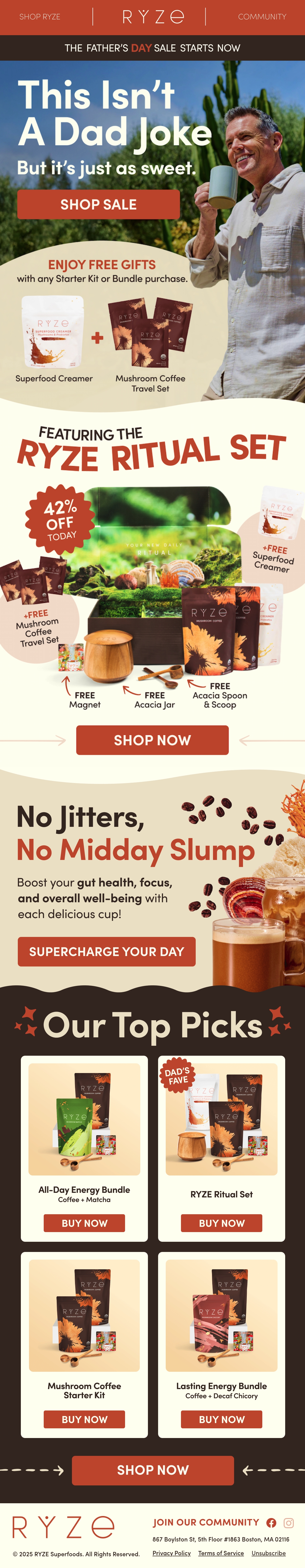 RYZE Superfoods father's day email