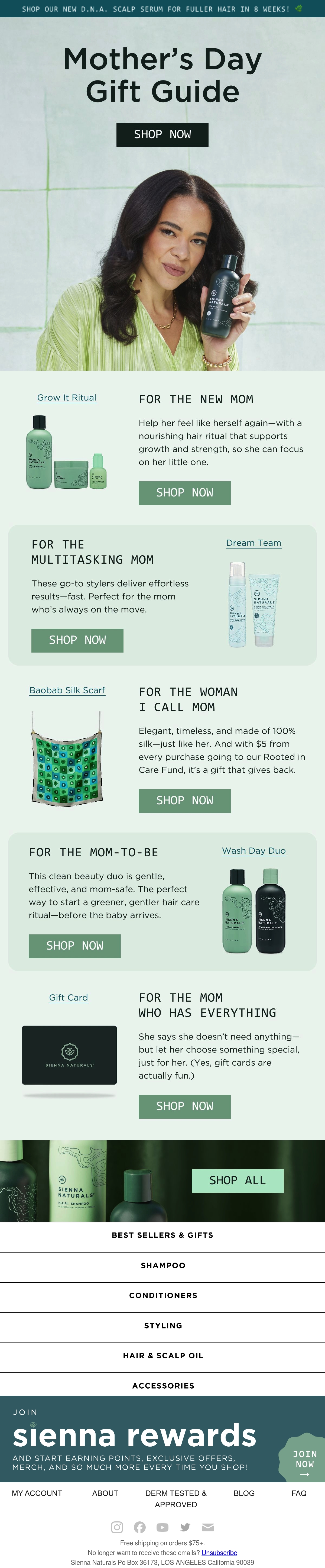 Sienna Naturals mother's day email