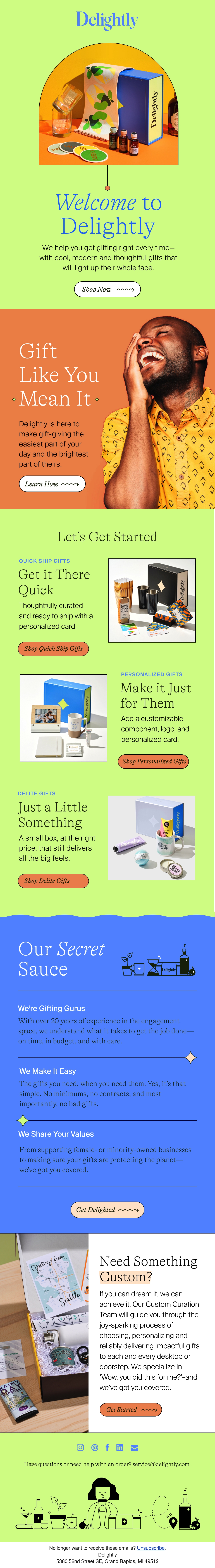 Delightly welcome email