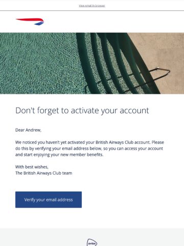 Email Inspiration from The British Airways Club - Email Love