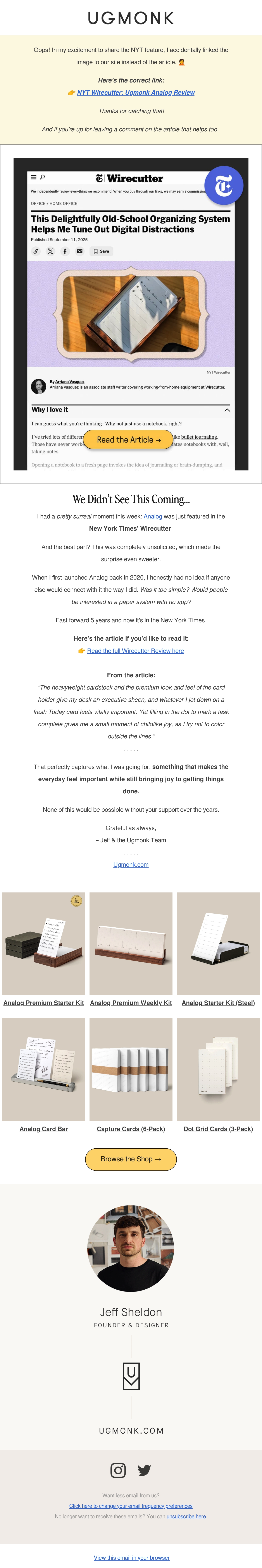 Ugmonk oops email