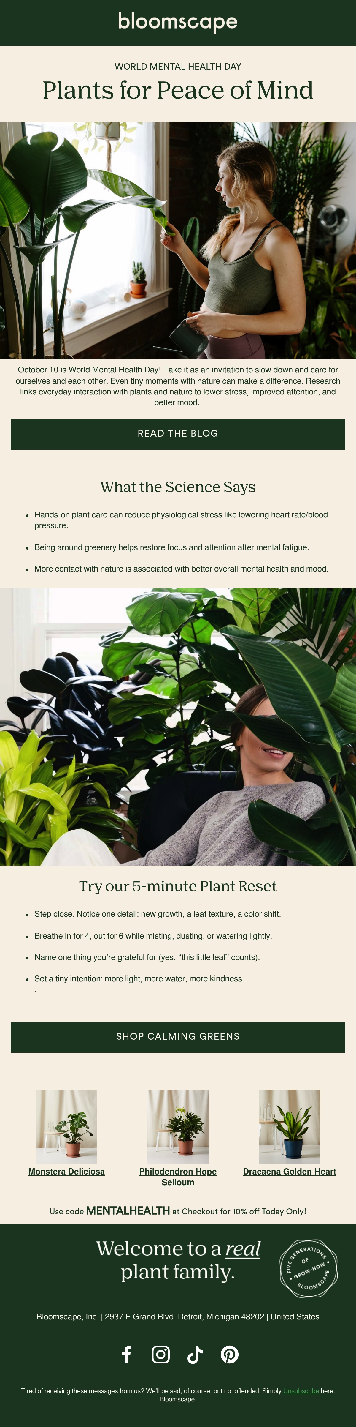Bloomscape plants email
