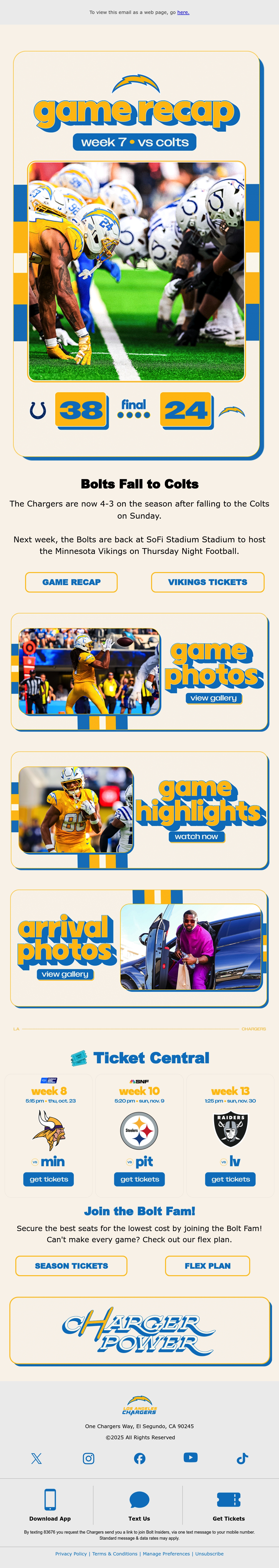 Los Angeles Chargers football email