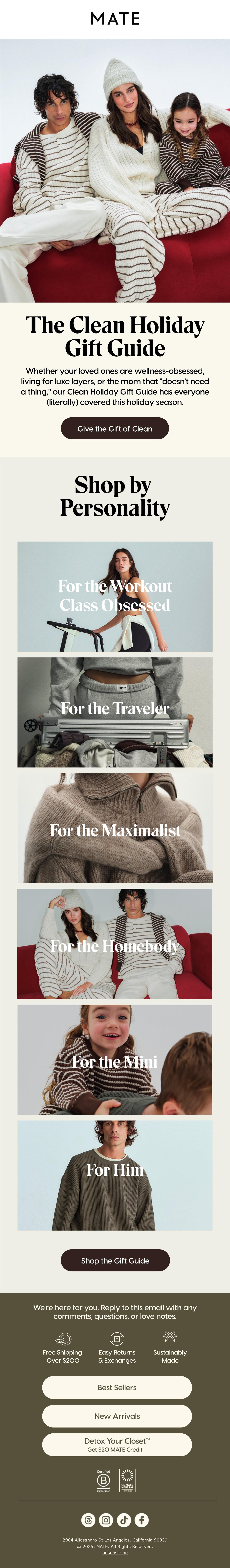 MATE the Label gift guide email