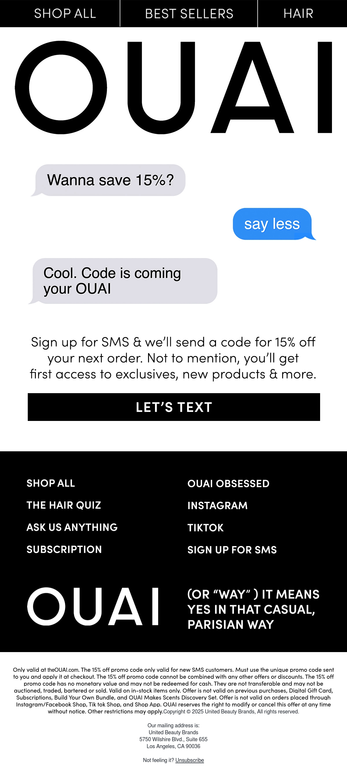 OUAI founder email