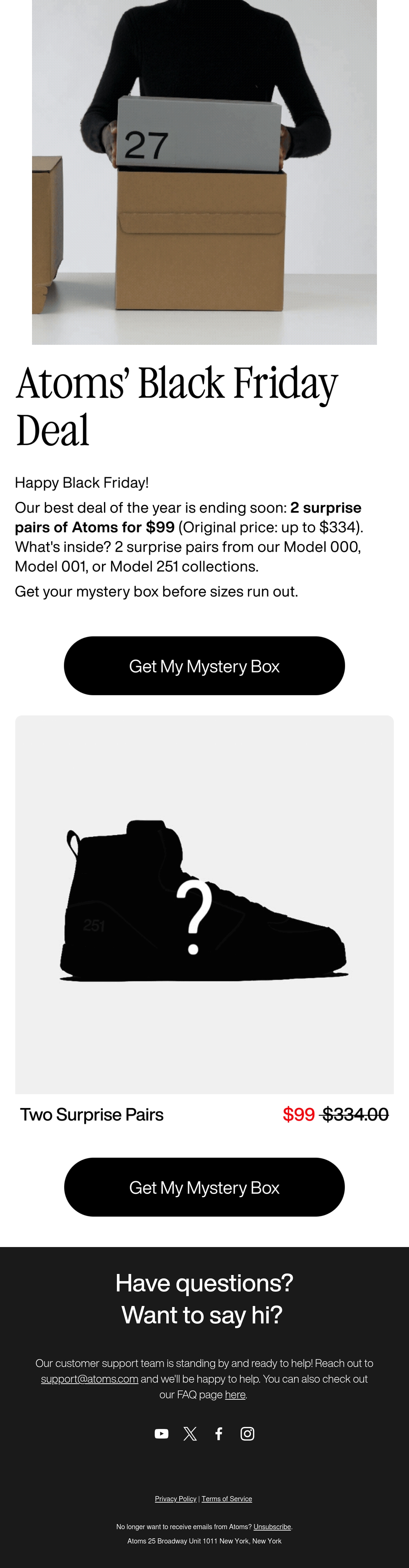 Atoms black friday email