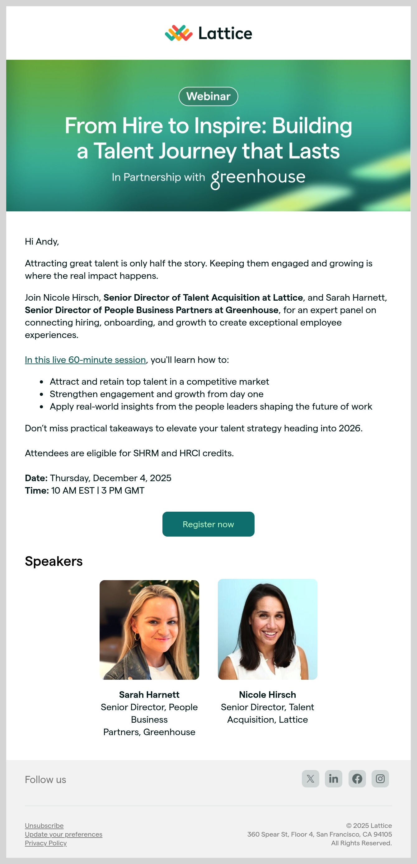 Lattice Webinars webinar email