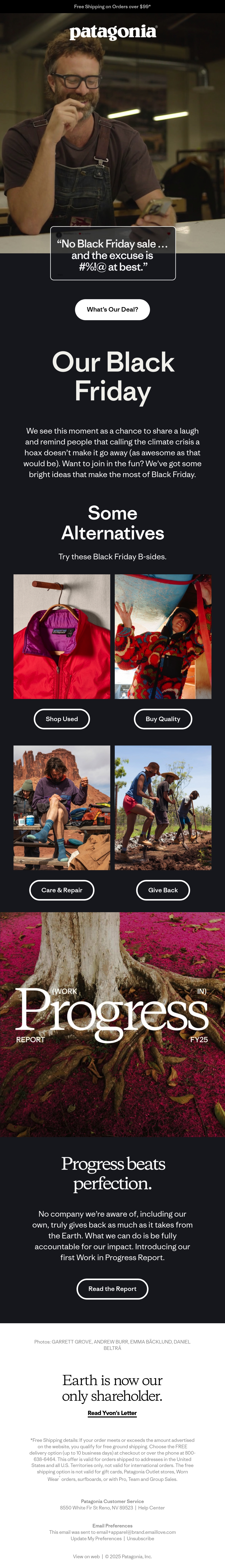 Patagonia sustainability email