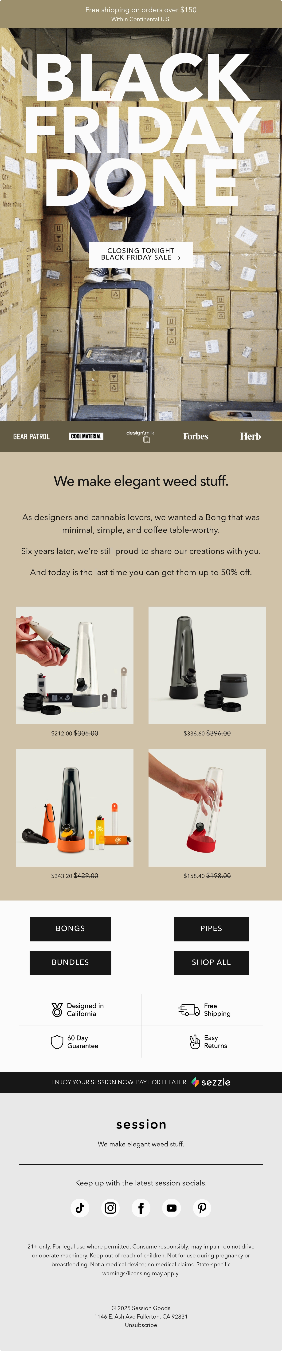 Session Goods black friday email