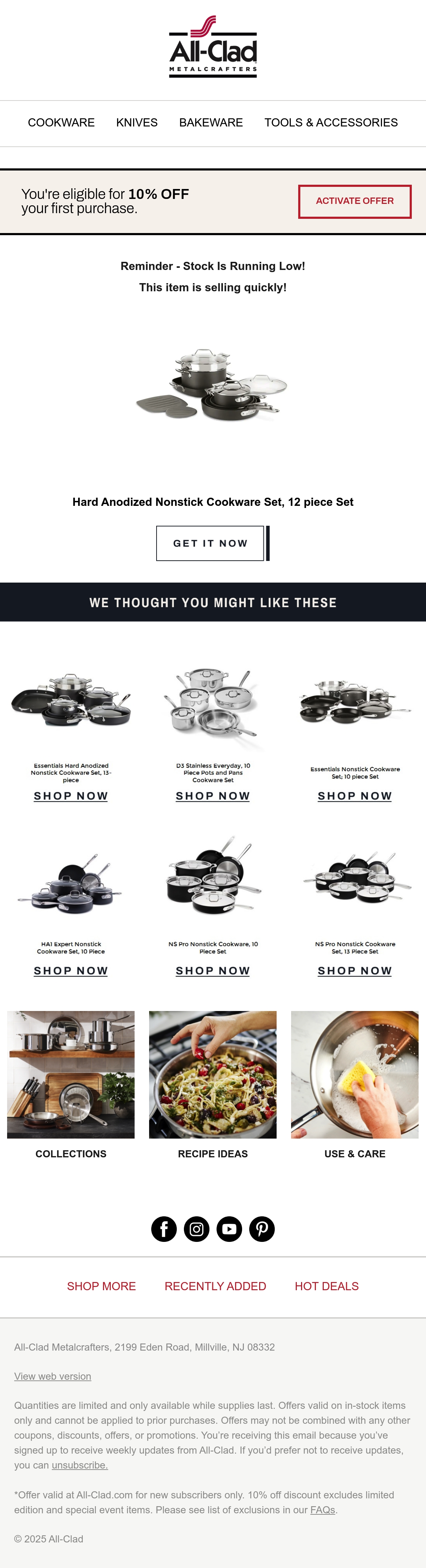 All-Clad cooking email