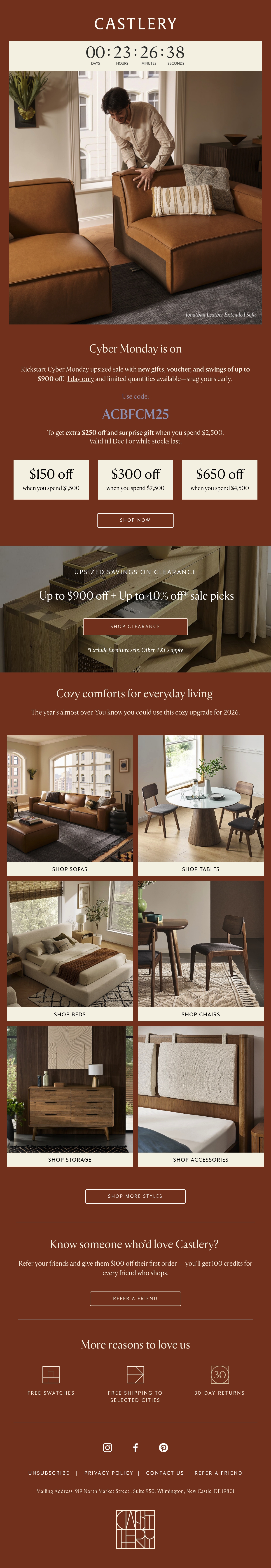 Castlery cyber monday email
