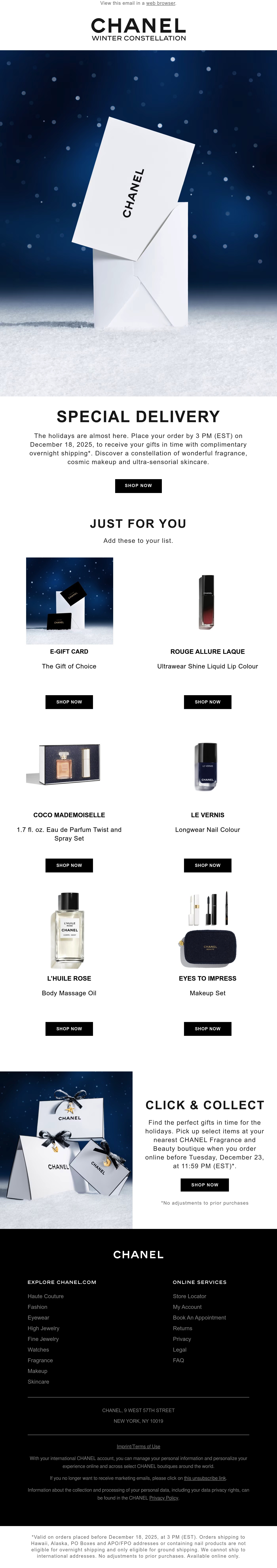 CHANEL christmas email