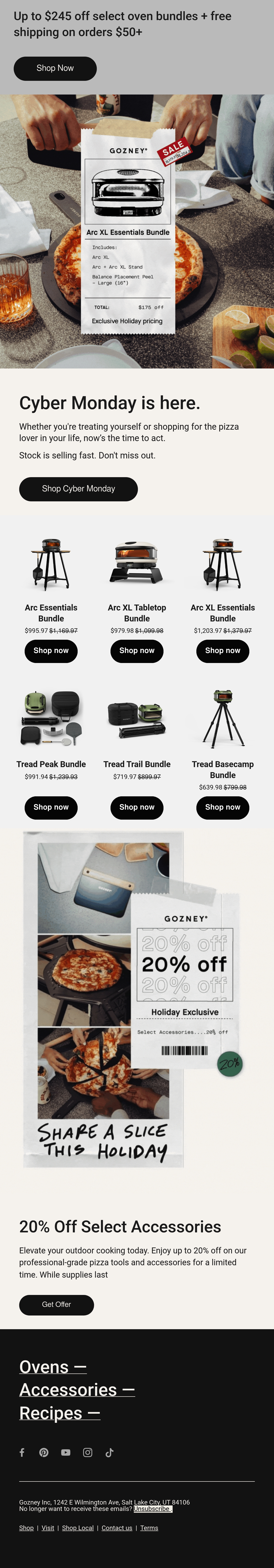 Gozney cyber monday email