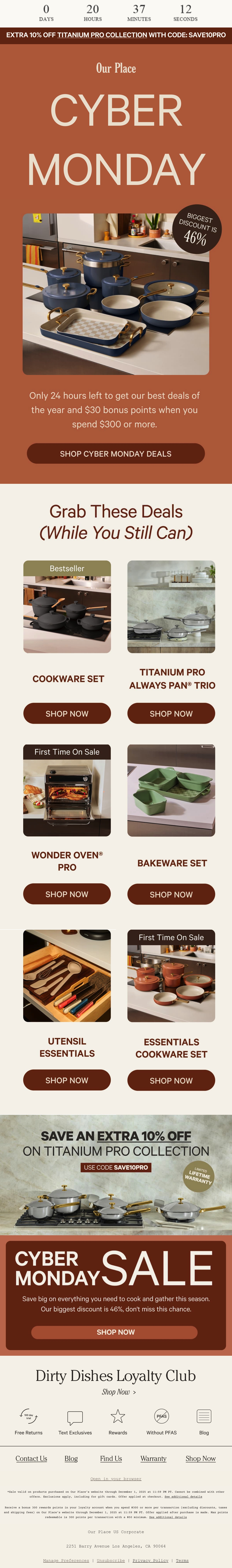 Our Place cyber monday email