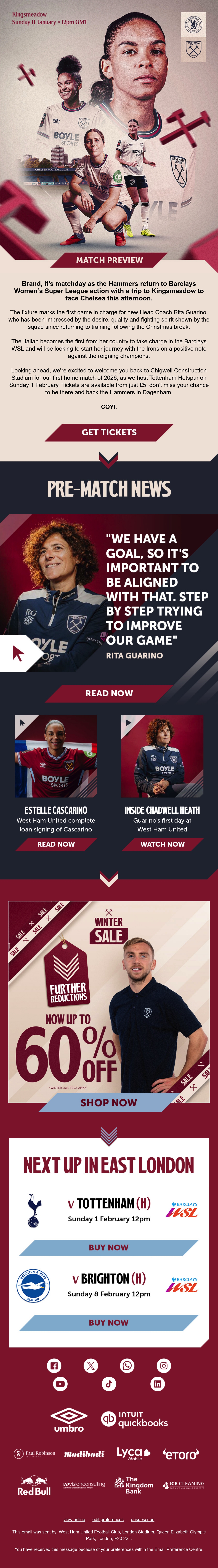 West Ham United F.C. football email