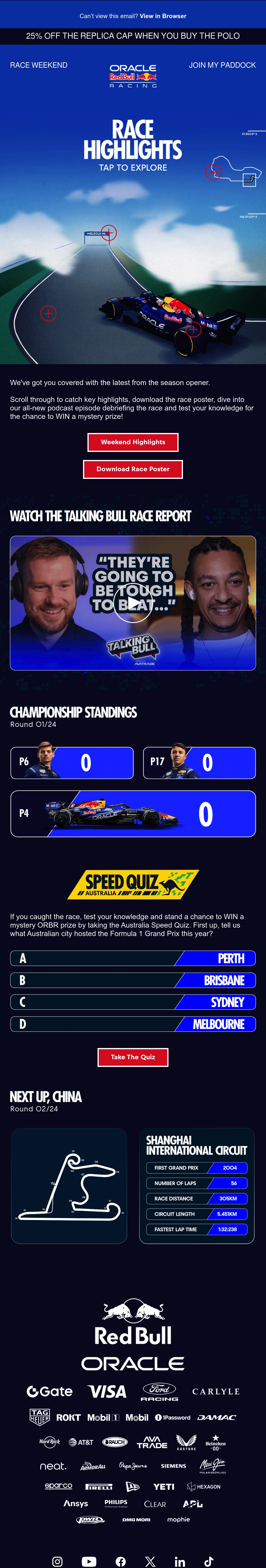 Email Inspiration from Oracle Red Bull Racing - Email Love