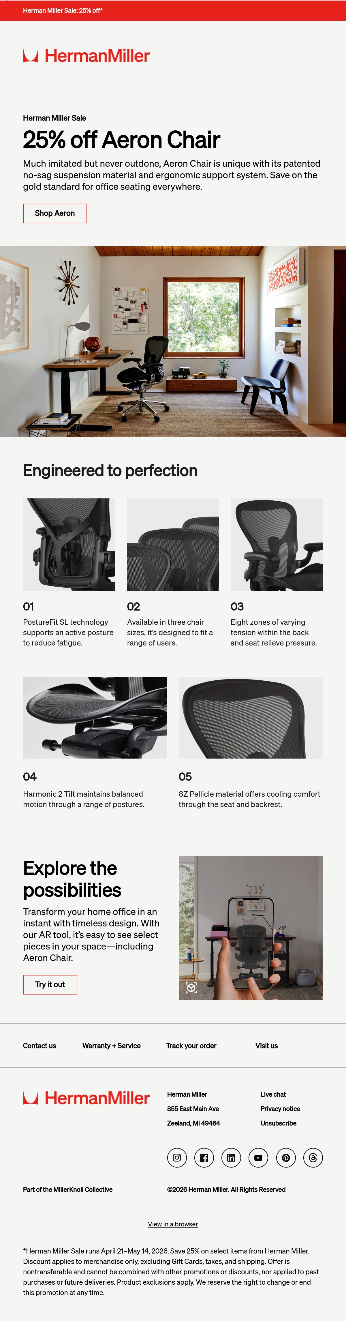 Herman Miller promotional email