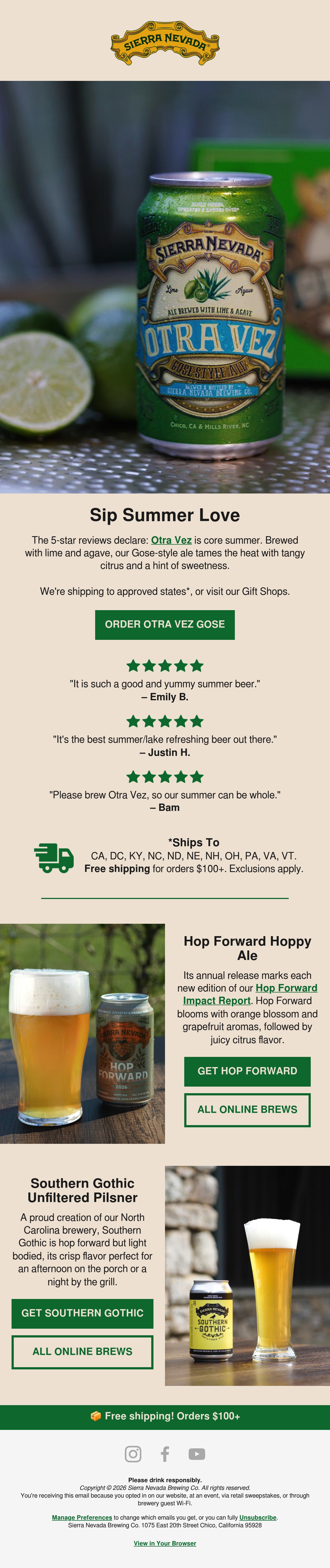 Sierra Nevada Brewing Co. restaurant email