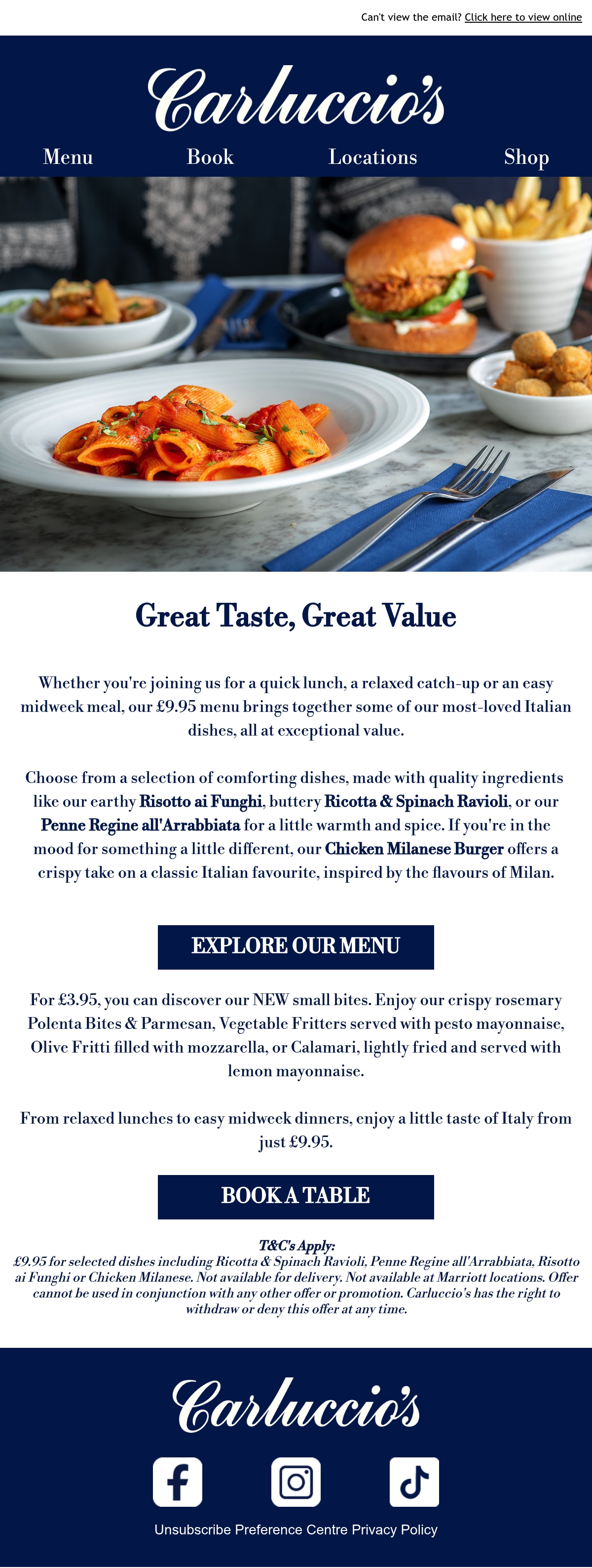 Carluccio's restaurant email