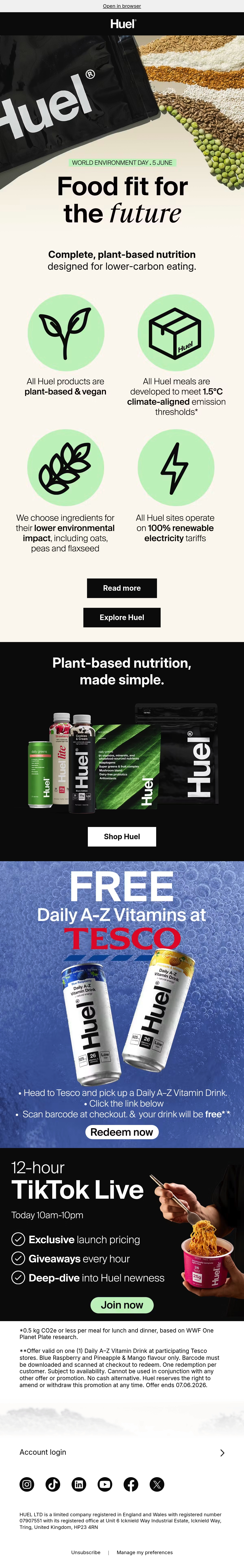 Huel brand storytelling email